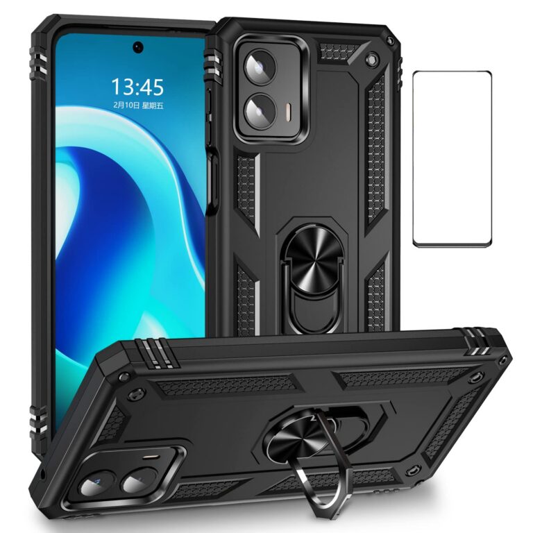 for Motorola Moto G 5G 2023 Case with Screen Protector,Ring Kickstand Military Protective Shockproof Armor Dual Layer Protection Back Cover Phone Case for Moto G 5G 2023 (Black)