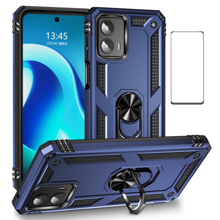 for Motorola Moto G 5G 2023 Case with Screen Protector,Ring Kickstand Military Protective Shockproof Armor Dual Layer Protection Back Cover Phone Case for Moto G 5G 2023 (Blue)