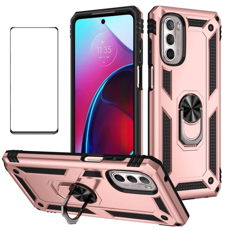 for Motorola Moto G Stylus 5G Case 2022 with Screen Protector,Ring Kickstand Military Protective Shockproof Defender Armor Dual Layer Protection Back Cover Phone Case for Moto G...