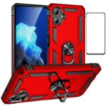 for Samsung Galaxy A06 Case with Screen Protector,Hybrid Heavy Duty Shockproof Armor Dual Layer Protection Defender Back Cover Phone Case for Samsung Galaxy A06 (Red)