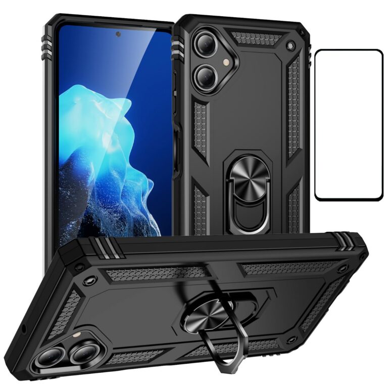 for Samsung Galaxy A06 Case with Screen Protector,Ring Kickstand Military Protective Shockproof Defender Armor Dual Layer Protection Back Cover Phone Case forr Samsung Galaxy...