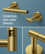 FORIOUS Toilet Paper Holder Wall Mount, Double Post Pivoting SUS 304 Stainless Steel Toilet Tissue Roll Holders Dispenser for Bathroom, Washroom, Brushed Gold