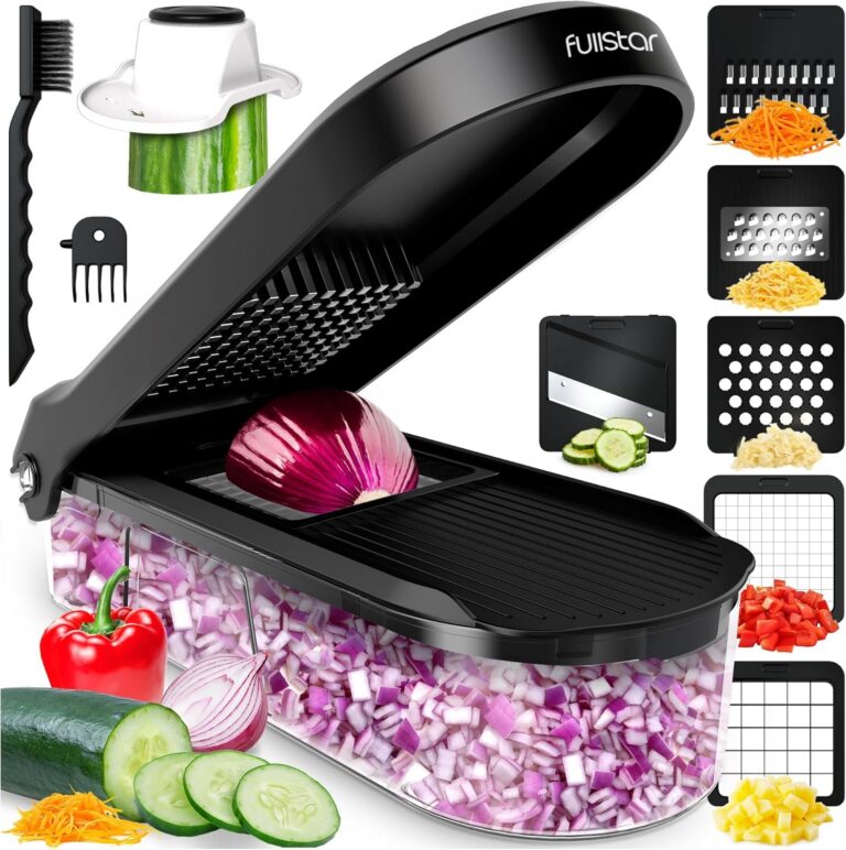 Fullstar Vegetable Chopper & Mandoline Slicer - Julienne Cutter Dicer Grater for Food Veggie Onion Cucumber Tomato Salad Potato Cheese - Kitchen Essentials & Gadgets (Compact...