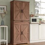 FUSOU 72'' Kitchen Storage Pantry Cabinet, Tall Storage Cabinet with 8 Door Shelves, 2 Cabinets and 1 Drawer, Freestanding Cupboard for Kitchen, Dining Room, Bathroom, Laundry,...