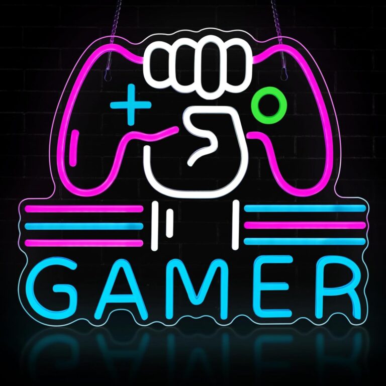 Gamer Neon Sign, Bright and Dimmable Large Colorful Neon Light for Gaming Video Room Bedroom Wall Decor, USB Powered LED Game Room Night Lights Gift for Boys Teen Kids...