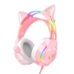 Gaming Headset with Microphone, Cat Ears Headphones for PC/PS4/PS5/Switch, RGB Backlight & Virtual Surround Sound, Lightweight Over Ear Headphones with Auto-Adjustable Headband