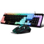 Gaming Keyboard Mouse Combo Rainbow LED Backlit Ambient Light Illuminated Character Wired USB Keyboard Mice Compatible with Windows XP/7/10 iMac MacBook PS4 PS5 Xbox one