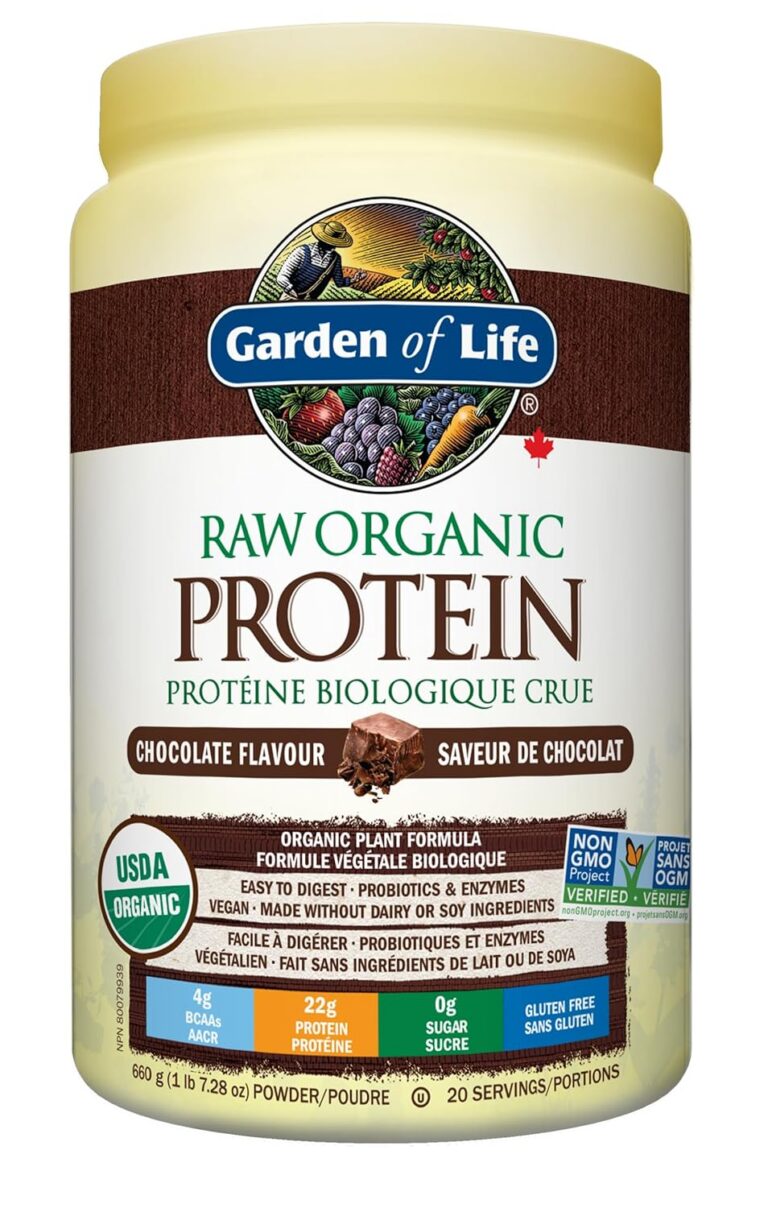 Garden of Life Raw Organic Protein, Chocolate, 660g. Packed with 22 Grams of Certified Organic Plant Protein, including peas grown and processed in Canada. Assists in building...