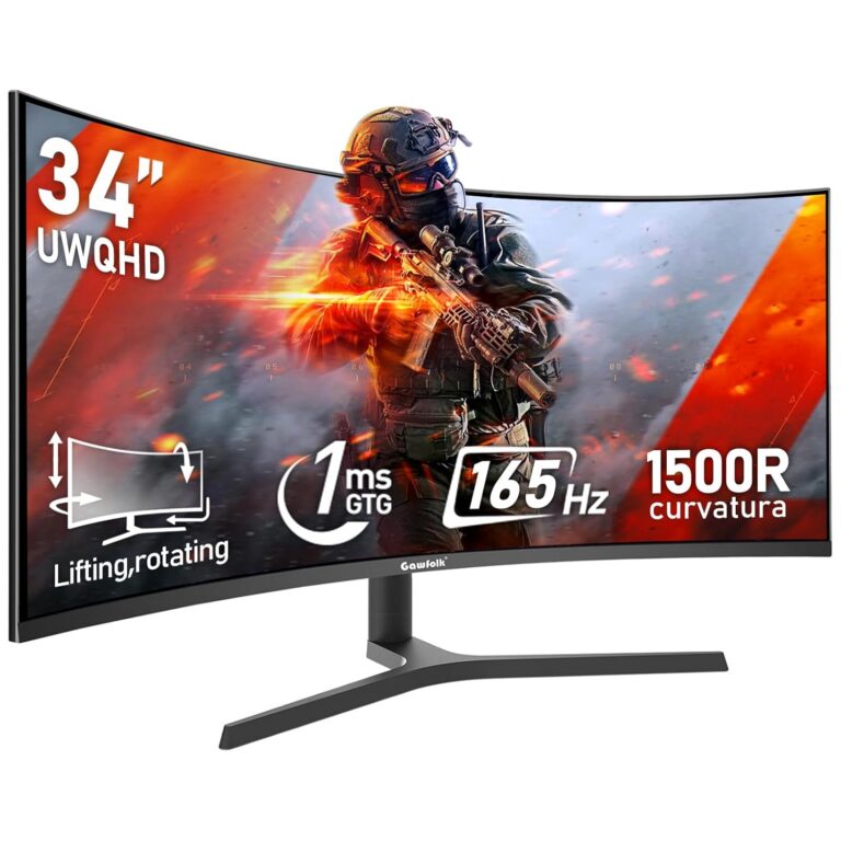 Gawfolk 34 Inch Ultrawide Curved 165Hz Gaming Computer Monitor 1500R PC Screen 21:9 UWQHD (3440x1440),99% sRGB,1ms,Adaptive Sync,Display Port、HDMI,Liftable Stand,Wall Mount...