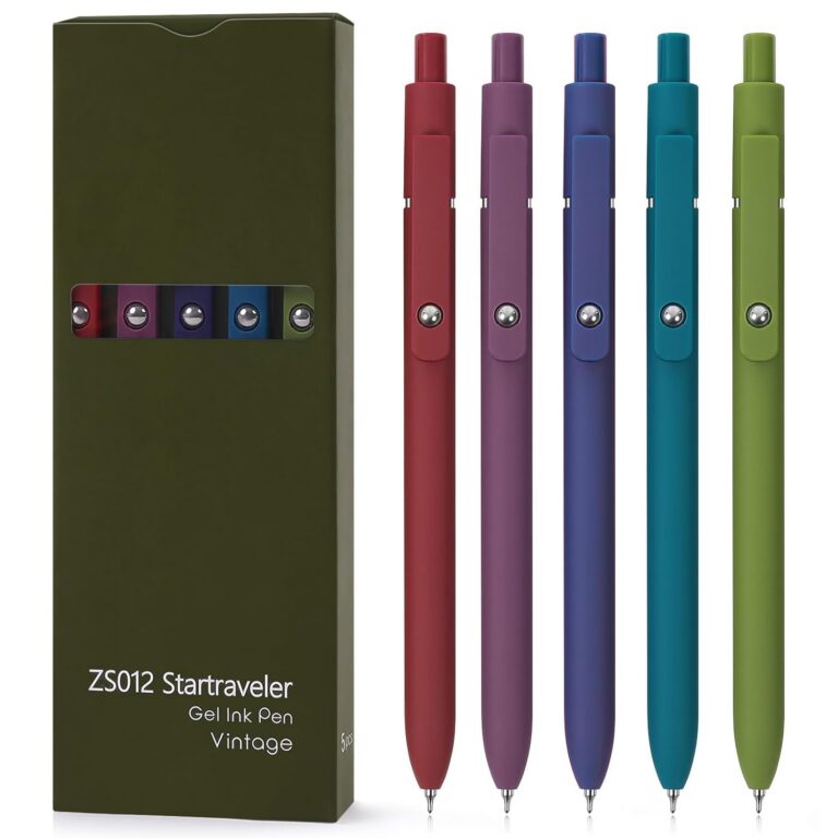 Gel Pens 0.5mm Fine Point Japanese Black Ink Pens, Cute Pens for Journaling Aesthetic Smooth Writing Pens, Note Taking & Office Use, Gift for Women & Men 5 Pcs Vintage