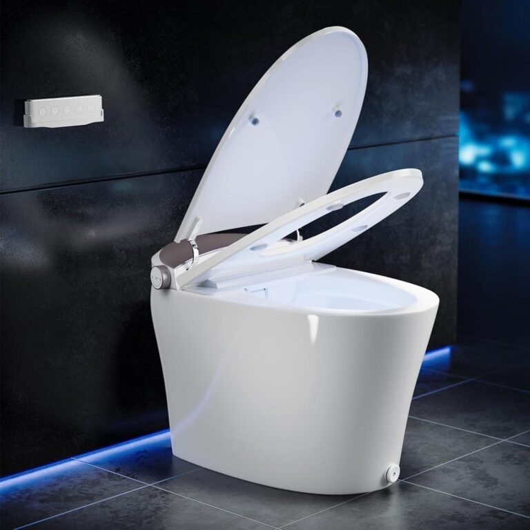 Giantex Smart Toilet, Elongated Bidet Toilet with Heat, Dryer, Night Light, Auto Open/Close, Foot Sensor, 1.16 GPF Automatic/Blackout Flush, Remote/Side Knob Control, 1000 Gram...