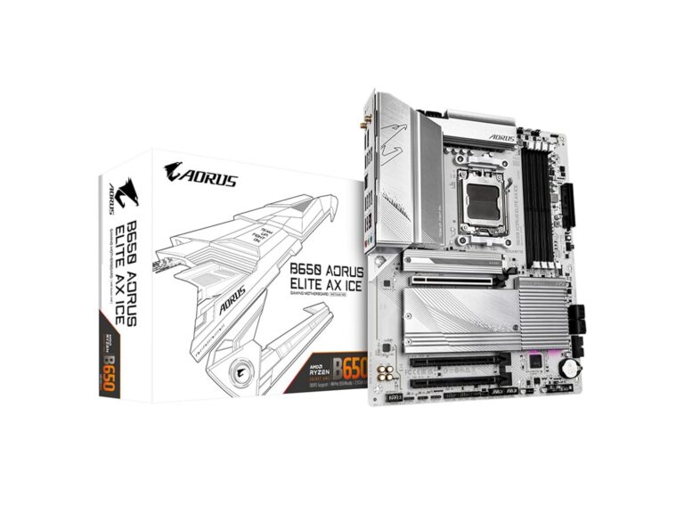 GIGABYTE B650 AORUS Elite AX ICE (AM5/ LGA 1718/ AMD/ B650/ ATX/ 5-Year Warranty/ DDR5/ Triple M.2/ PCIe 5.0/ USB 3.2 Gen2X2 Type-C/WiFi 6E/ 2.5GbE LAN/Snow...
