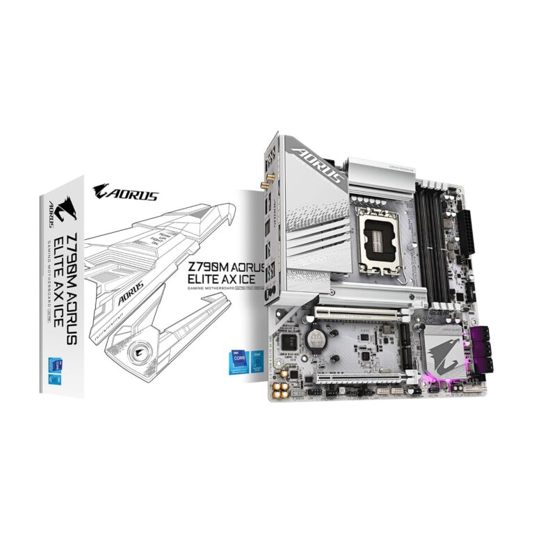 GIGABYTE Z790M AORUS Elite AX ICE LGA 1700 Intel Z790 M-ATX Motherboard with DDR5, Triple M.2, PCIe 5.0, USB 3.2 Gen2X2 Type-C, Intel Wi-Fi 6E, 2.5GbE LAN, Q-Flash Plus,...