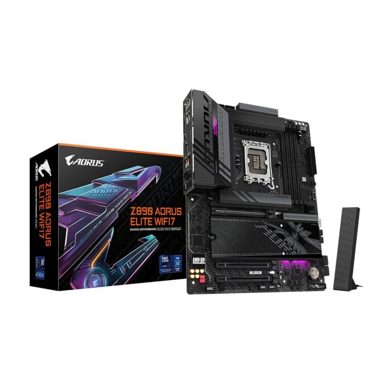 GIGABYTE Z890 AORUS Elite WIFI7 Intel Core Ultra (Series 2) LGA 1851 Motherboard, ATX, DDR5, 4X M.2, PCIe 5.0, Thunderbolt 4, WIFI7, 2.5GbE LAN, EZ-Latch