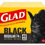 Glad Black Garbage Bags - Regular 74 Litres - 40 Trash Bags, Made in Canada of Global Components