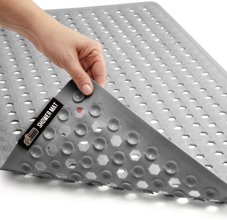 GORILLA GRIP Bath Tub Shower Mat, Machine Washable Bathtub Floor Liner Mats, Suction Cups and Drain Holes to Keep Tubs Clean, Soft on Feet, Bathroom Essentials, 89x41 cm, Gray...