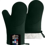 GORILLA GRIP Heat Resistant Silicone Oven Mitts Set, Soft Quilted Lining, Extra Long, Waterproof Flexible Gloves for Cooking and BBQ, Kitchen Mitt Potholders, Easy Clean, Set of...