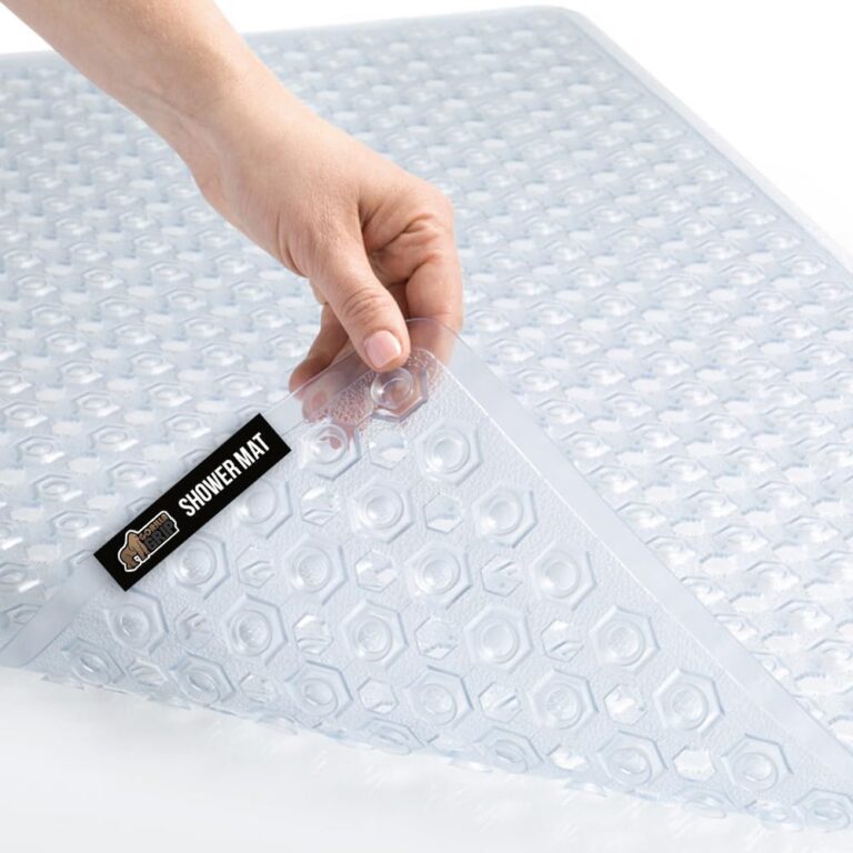 GORILLA GRIP Patented Bath Tub Shower Mat, Machine Washable Bathtub Floor Liner Mats, Suction Cups and Drain Holes to Keep Tubs Clean, Bathroom Essentials, 89x41 cm, Clear