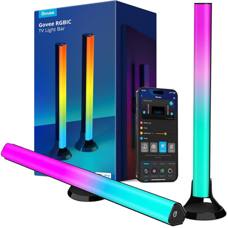 Govee RGBIC Light Bars, 15 Inches WiFi TV Backlight Suitable for 45-70 inch TVs, Smart Light Bars with Multiple Placement Options, Work with Alexa and Google Assistant, Black