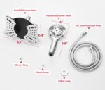 GRICH Shower Head with Handheld Spray Combo: 2 in 1 Rainfall Shower Heads high Pressure & Handheld Shower Head, 9 Spray Modes/Settings Detachable Shower Head with Hose cUPC and...