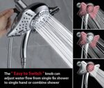 GRICH Shower Head with Handheld Spray Combo: 2 in 1 Rainfall Shower Heads high Pressure & Handheld Shower Head, 9 Spray Modes/Settings Detachable Shower Head with Hose cUPC and...