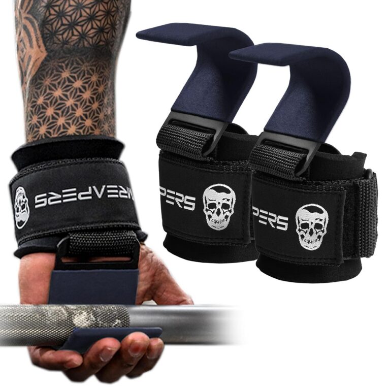 Gymreapers Weight Lifting Hooks (Pair), Heavy Duty Power Wrist Straps Hand Grip Support For Deadlifts, Pull Ups, Shrugs - Gym Gloves For Men and Women