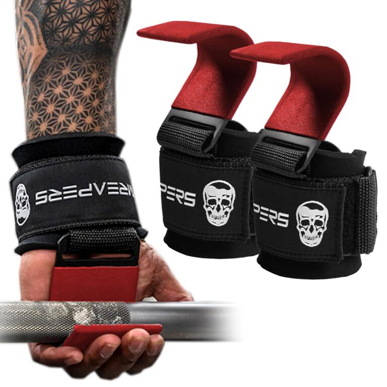 Gymreapers Weight Lifting Hooks (Pair), Heavy Duty Power Wrist Straps Hand Grip Support For Deadlifts, Pull Ups, Shrugs - Gym Gloves For Men and Women