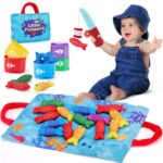 hahaland Montessori Toys for 1 Year Old - Toddler Toys for 1 2 Year Old Boys Girls Toy, Montessori Educational Baby Toy 6-12-18 Months, 10 in 1 Fishing Game with Baby Stacking Cups