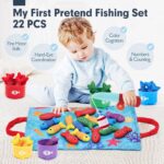 hahaland Montessori Toys for 1 Year Old - Toddler Toys for 1 2 Year Old Boys Girls Toy, Montessori Educational Baby Toy 6-12-18 Months, 10 in 1 Fishing Game with Baby Stacking Cups