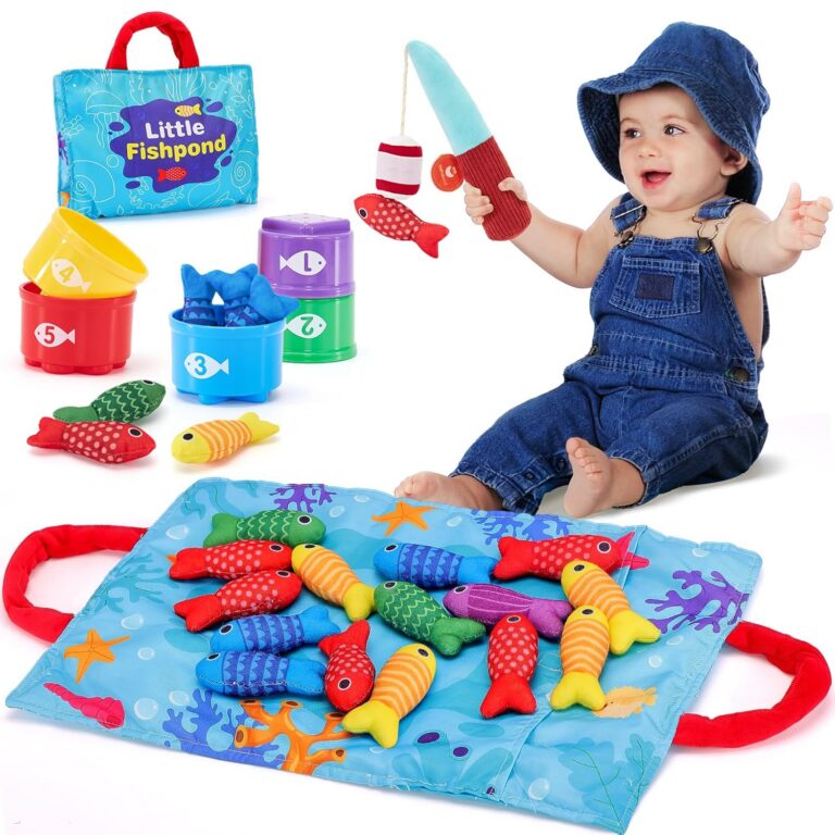hahaland Montessori Toys for 1 Year Old - Toddler Toys for 1 2 Year Old Boys Girls Toy, Montessori Educational Baby Toy 6-12-18 Months, 10 in 1 Fishing Game with Baby Stacking Cups