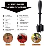Hamburger Meat Chopper, VAVOLO High-Temp Heat-Resistant Ground Meat Masher, Versatile Nylon Non-Stick Ground Beef Masher with 5-Blade Head, Kitchen Gadgets, Dishwasher Safe(Black)