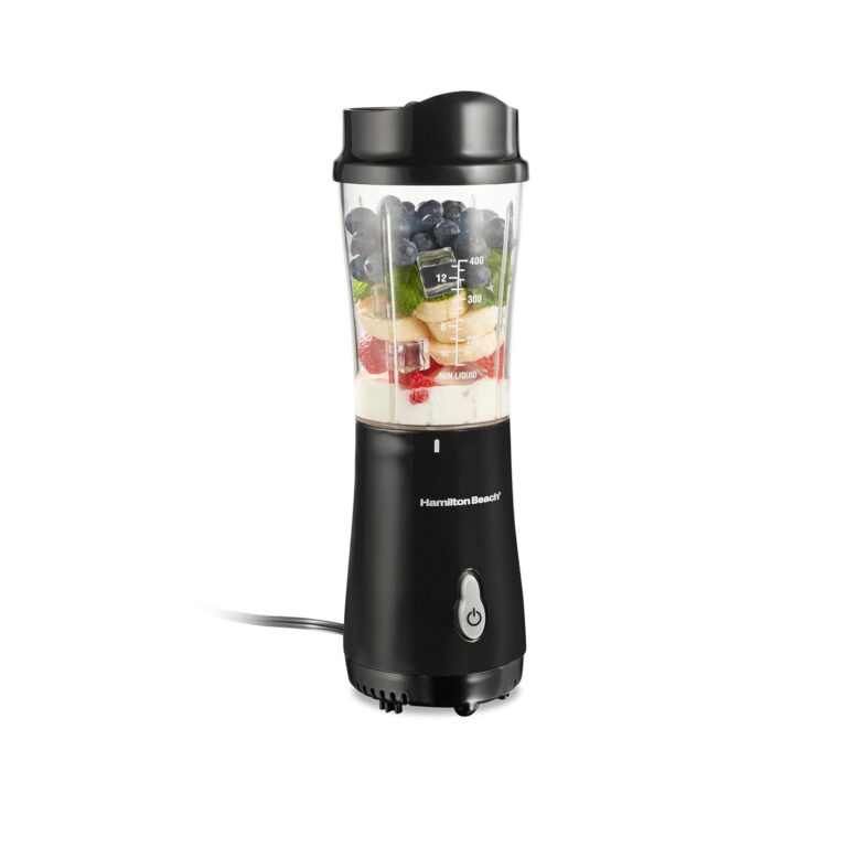 Hamilton Beach Personal Blender for Shakes and Smoothies with 14 Oz Travel Cup and Lid, Black (51101BC)