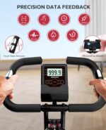 HAPBEAR Folding Exercise Bike Magnetic Foldable Stationary Bike, 3 in 1 Mode Indoor Upright Fitness Workout X-Bike with 8-Level Resistance and Arm Resistance Band, Pulse...