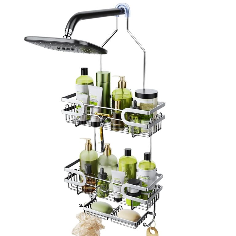 HapiRm Shower Caddy Hanging - 3 Tier Over Head Shower Caddy No Drilling, Bathroom Organizers with 2 Soap Holder & 12 Hooks, Bathroom Shelf Organizer for Shampoo, Soap, 12.6 x...