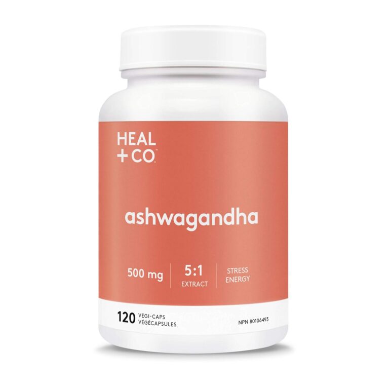 HEAL + CO. Ashwagandha – High Potency 5:1 Extract with 5,000 mg per Serving – Adaptogen for Stress Relief & Energy Support – 120 Vegan Capsules
