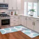 HEBE Anti Fatigue Kitchen Floor Mats Set of 2 Thick Cushioned Kitchen Rugs Mats Set Waterproof Non Slip Comfort Floor Rug Carpet for Kitchen Sink,Laundry 17"x48"+17"x28"
