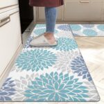 HEBE Anti Fatigue Kitchen Floor Mats Set of 2 Thick Cushioned Kitchen Rugs Mats Set Waterproof Non Slip Comfort Floor Rug Carpet for Kitchen Sink,Laundry 17"x48"+17"x28"