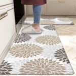 HEBE Anti Fatigue Kitchen Rug Sets 2 Piece Non Skid Kitchen Floor Mats 17"x48"+17"x28" Cushioned Comfort Standing Mat Waterproof Kitchen Runner Mats