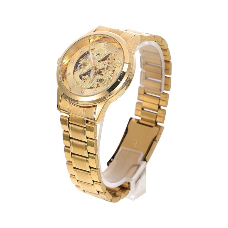 Hemobllo Quartz Watch for Men Waterproof- Golden Stainless Steel Business Wristwatch Display Time and Date - 4.33X1.57X0.78 Inch