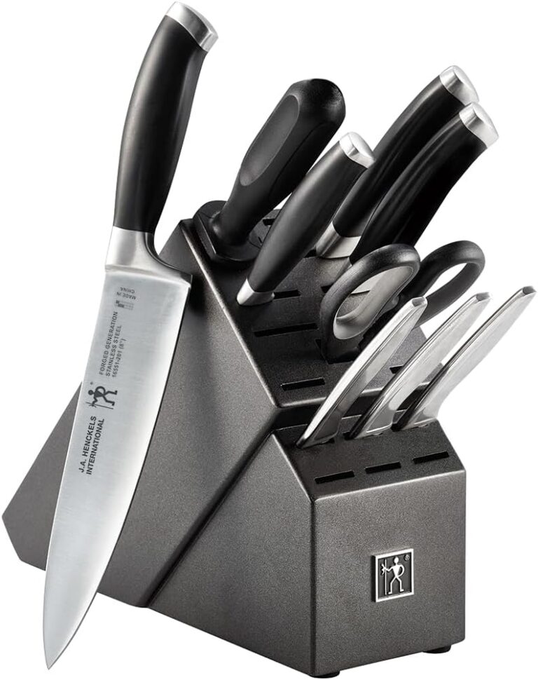 HENCKELS Forged German Stainless Steel 14 Pc Knife Block Set - Ultra Sharp Blades, Professional Chef's Knife Set, Knife Set with Block, Kitchen Knife Set, Dishwasher Safe - Black