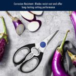 HENCKELS Heavy Duty Kitchen Shears Stainless Steel Black, Multi-Purpose Serrated Scissors That Come Apart