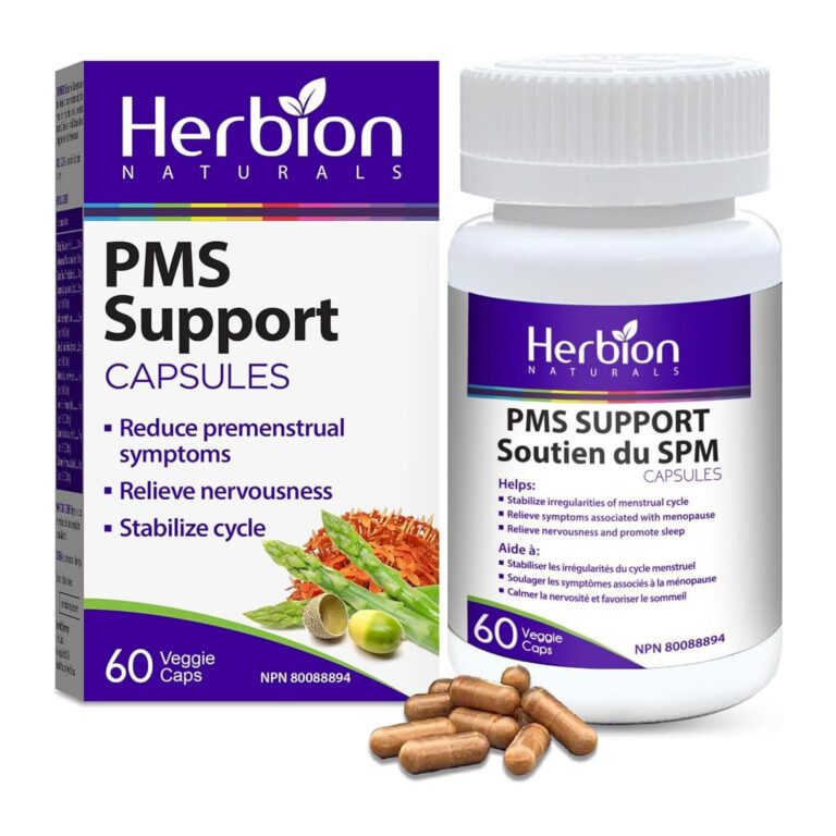Herbion Naturals PMS Support help Reduce Premenstrual Symptoms, Relieve Nervousness, Stabilize Cycle - Herbal Formula - Menopause Symptom Relief – Hormone Normalizer - 60 Veggie...