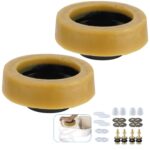 Hibbent Extra Thick Toilet Wax Ring 2 Pack, Toilet Bowl Wax Seal Kit with Closet Bolts, Caps, PE Flange and Extra Retainers, 40mm Thick Wax Ring Gasket for Toilet Bowl- Gas,...