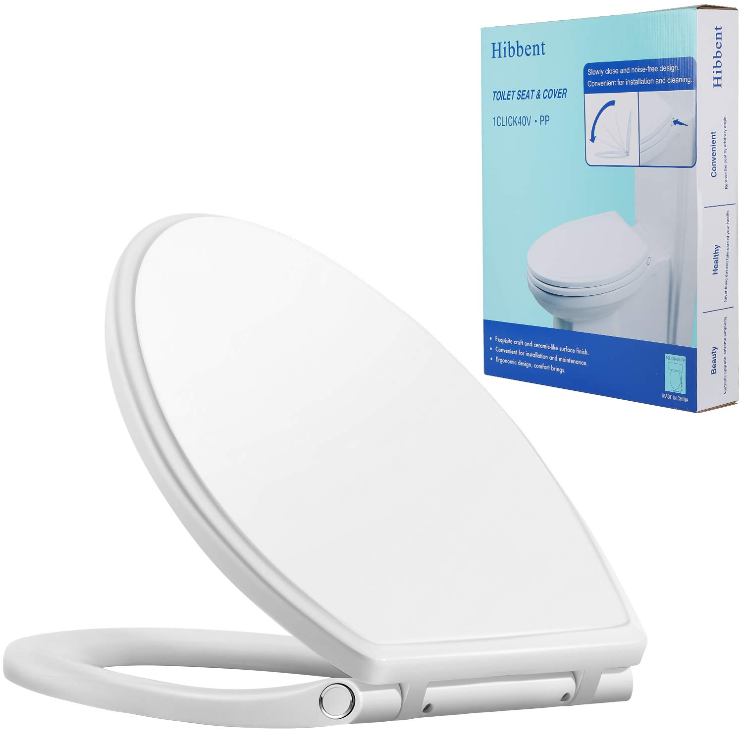 Hibbent Premium One Click Elongated Toilet Seat with Cover(Oval)- Easy Installation and Quick-Release for Easy Cleaning - Stable Hinge Design to prevent shifting - Soft Closed -... Hibbent Premium One Click Elongated Toilet Seat with Cover(Oval)- Easy Installation and Quick-Release for Easy Cleaning - Stable Hinge Design to prevent shifting - Soft Closed -...