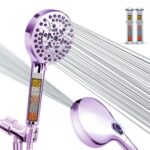 High Pressure 10-Mode Handheld Shower Head - Built in Power Wash for Clean, Replaceable Filter Soften Hard Water Remove Chlorine, 60 Inches Hose, Overhead Bracket, Anti-Clog...