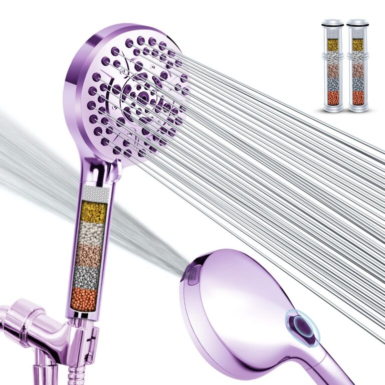 High Pressure 10-Mode Handheld Shower Head - Built in Power Wash for Clean, Replaceable Filter Soften Hard Water Remove Chlorine, 60 Inches Hose, Overhead Bracket, Anti-Clog...