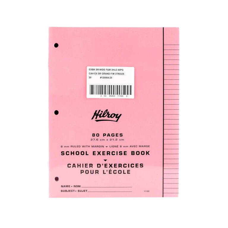 Hilroy Stitched Exercise Book, 8 mm Ruled with Margin, 3-Hole Punched, 80 Pages/40 Sheets, 20-Pack, Assorted Colour Covers (11185)