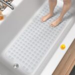 HITSLAM Bath Mat for Tub, Non Slip Bathtub Mat, 101x40cm Extra Long Bath Tub Mat, Machine Washable Bathroom Shower Mat with Suction Cups and Drain Holes, Soft on Feet, Clear