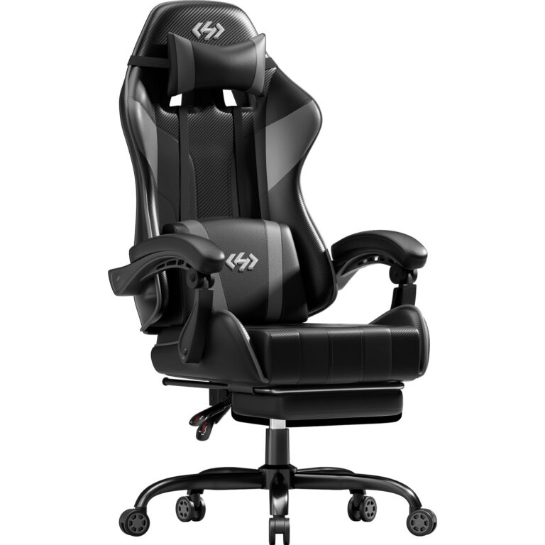 HLDIRECT Gaming Chair for Adults, Ergonomic Computer Chair with Pocket Spring, High Back Adjustable Gamer Chair with Footrest and Headrest, 360 Degree Swivel, 300LBS for Office...