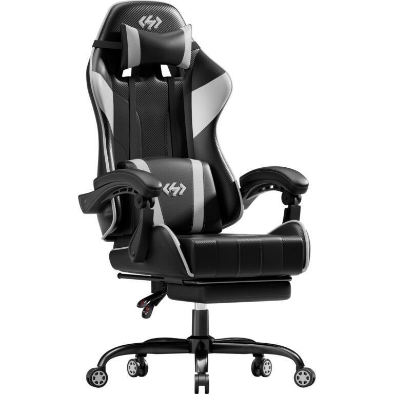 HLDIRECT Gaming Chair for Adults, Ergonomic Computer Chair with Pocket Spring, High Back Adjustable Gamer Chair with Footrest and Headrest, 360 Degree Swivel, 300LBS for Office...